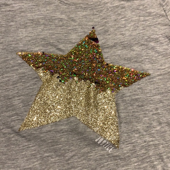 💥2/$30 EUC Justice Girl Star flip sequins short sleeve tee - size 12 - Picture 4 of 6